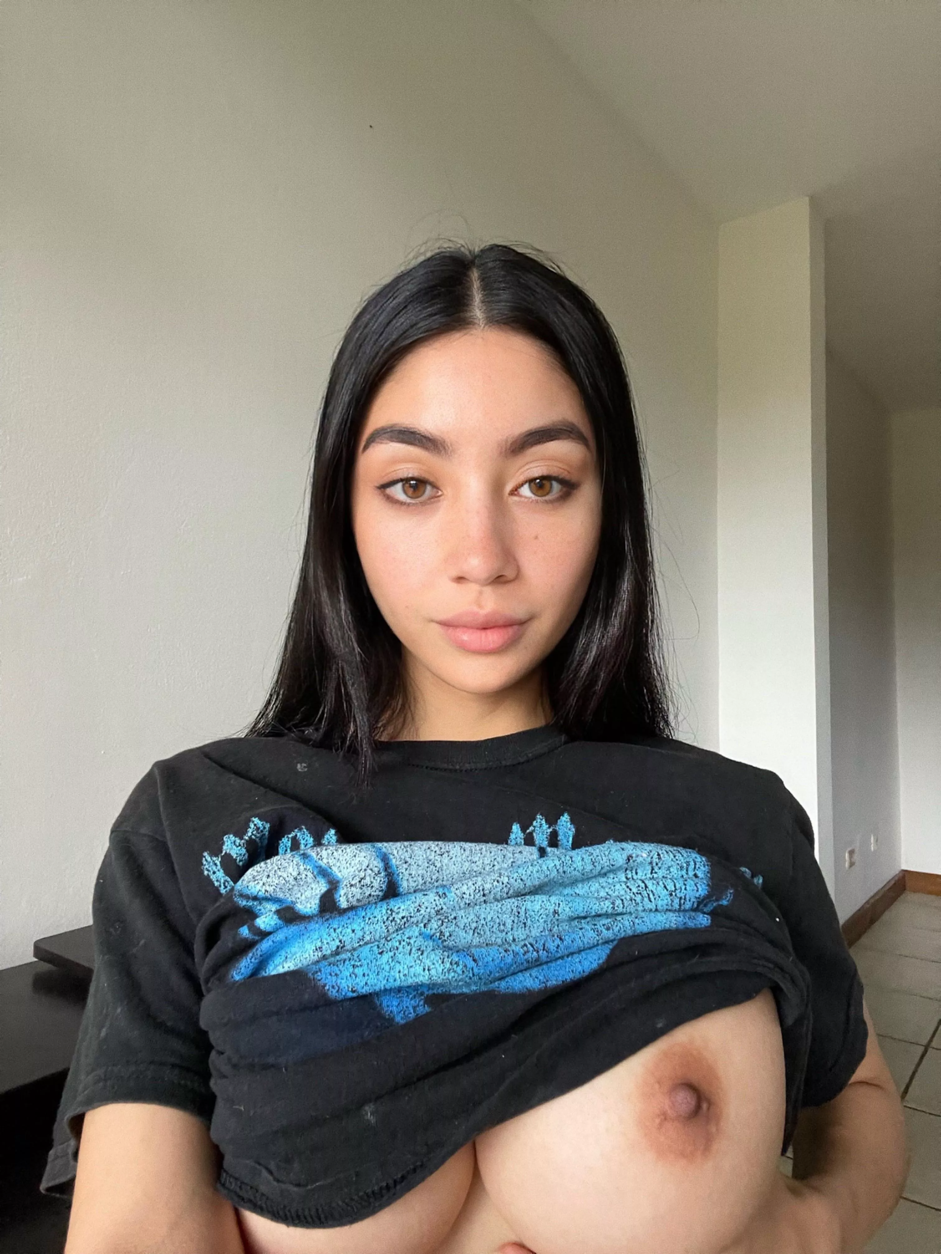 If I took one titty out would you suck on it?🥺