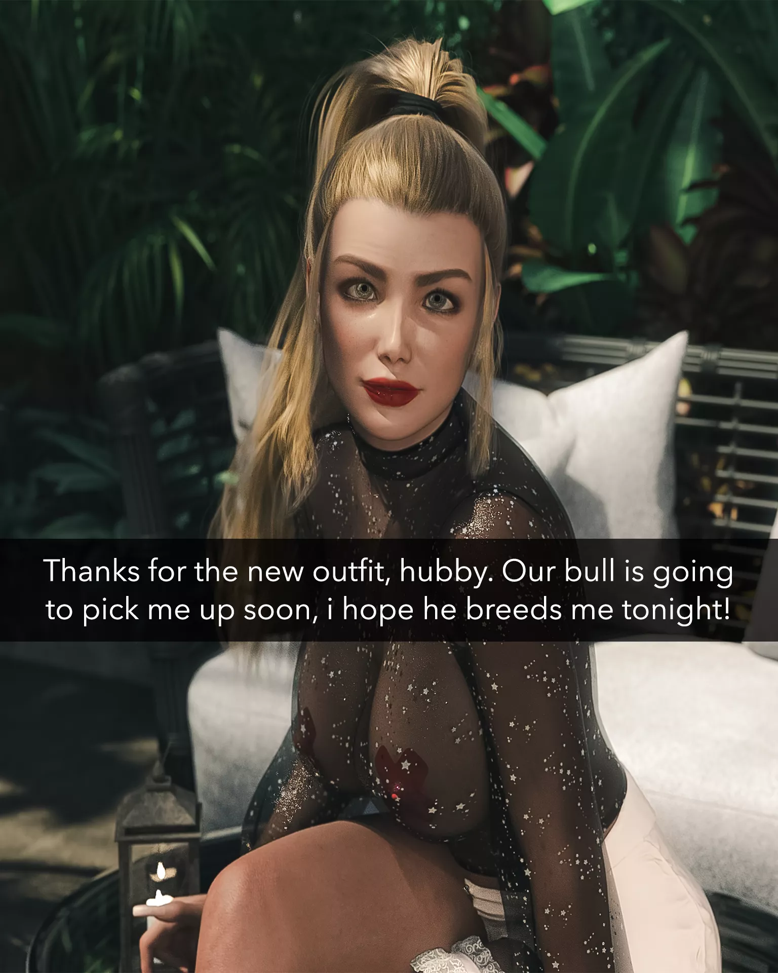 If you're lucky she'll send you pics later..