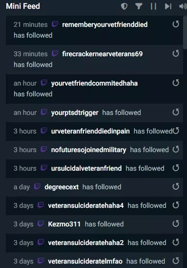 I'm a veteran streaming with the veteran tag.