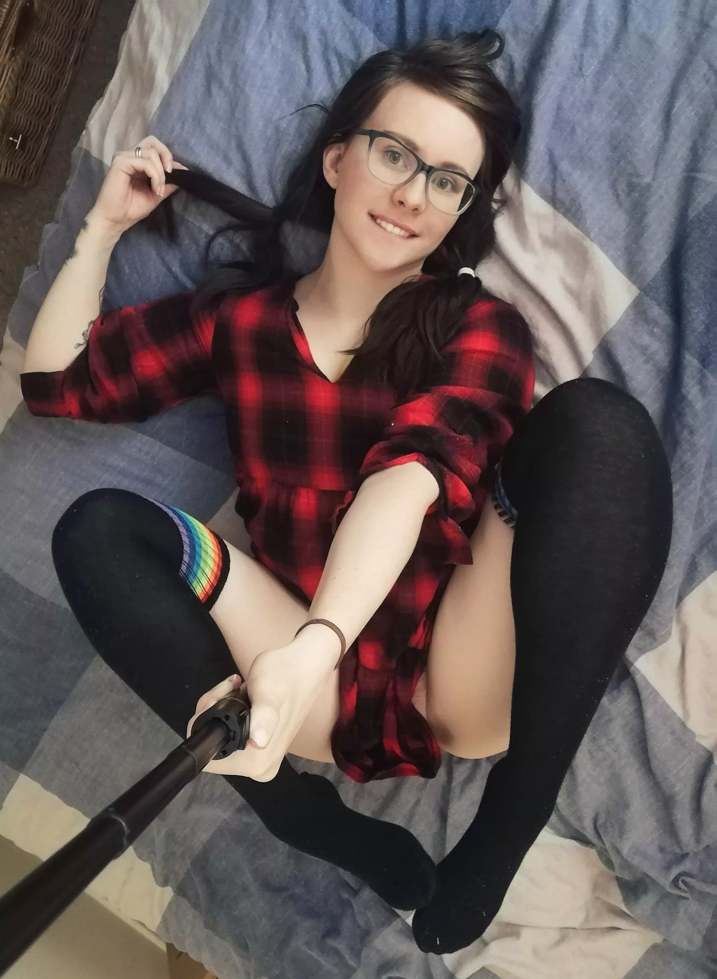 Hot nerdy girl with glasses fucks her bf in various positions