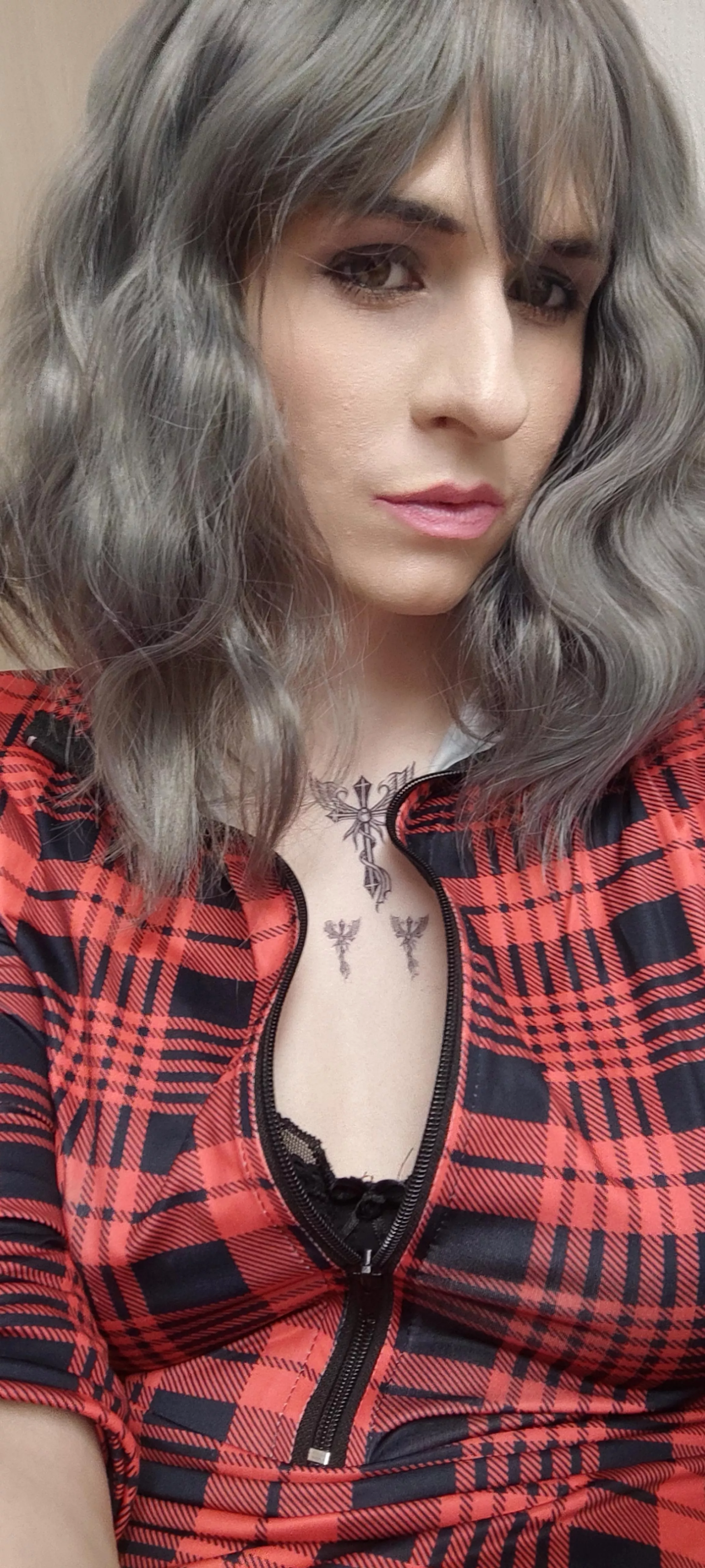 I'm unsure about this look would purple hair be better?