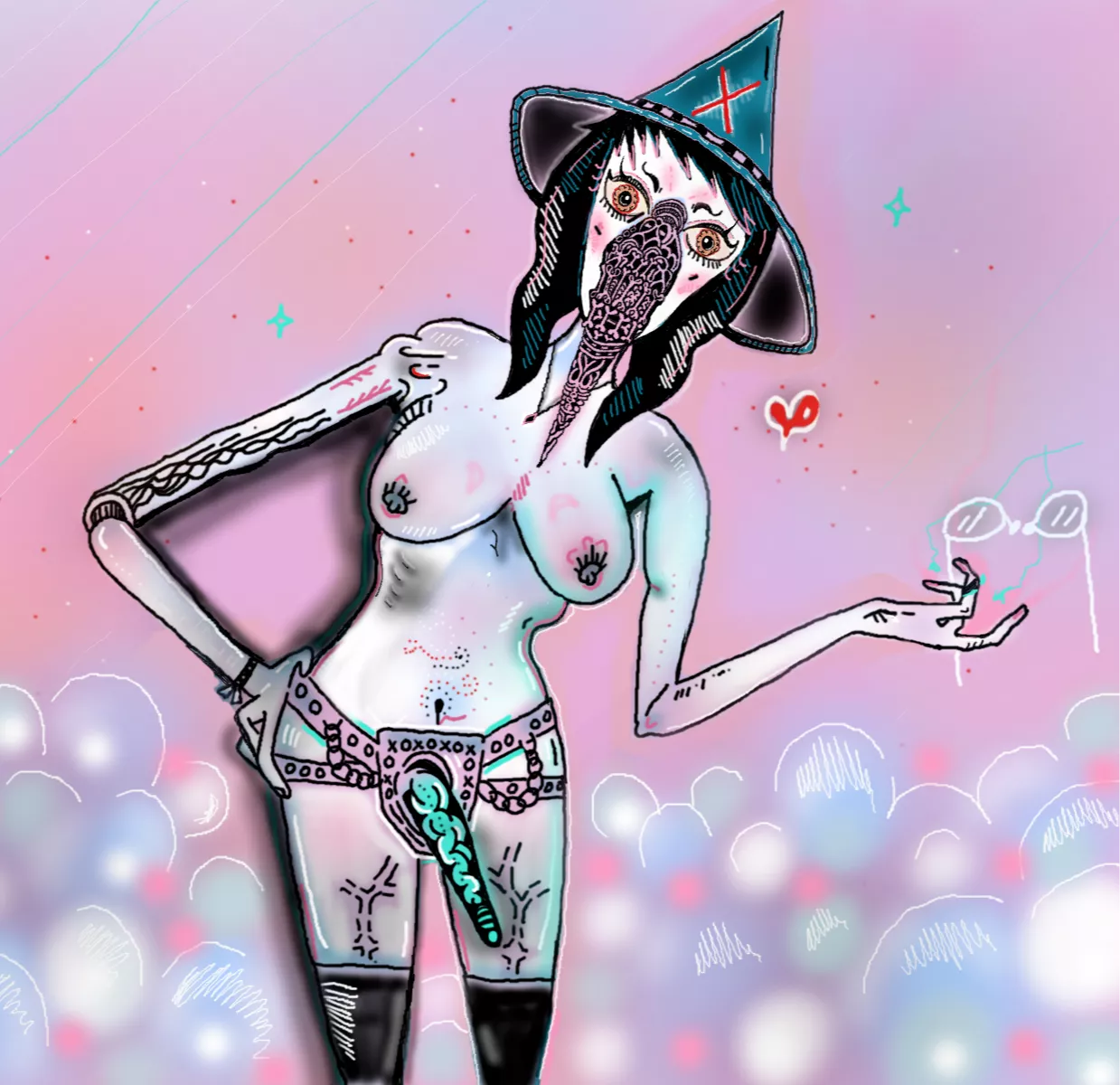 Im usually a surreal bodyhorror artist but I made a dommy mommy plague doctor in the spirit of the endemic