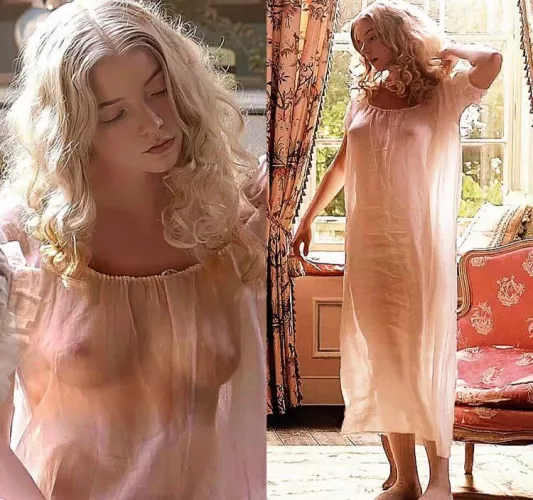 Imagine you stay at a country house and walk into Anya Taylor-Joy in her sleeping dress. She smirks and walks to the bed. How would you like to fuck her all day? Imagine you stay at a country house and walk into Anya Taylor-Joy in her sleeping dress. She smirks and walks to the bed. How would you like to fuck her all day?