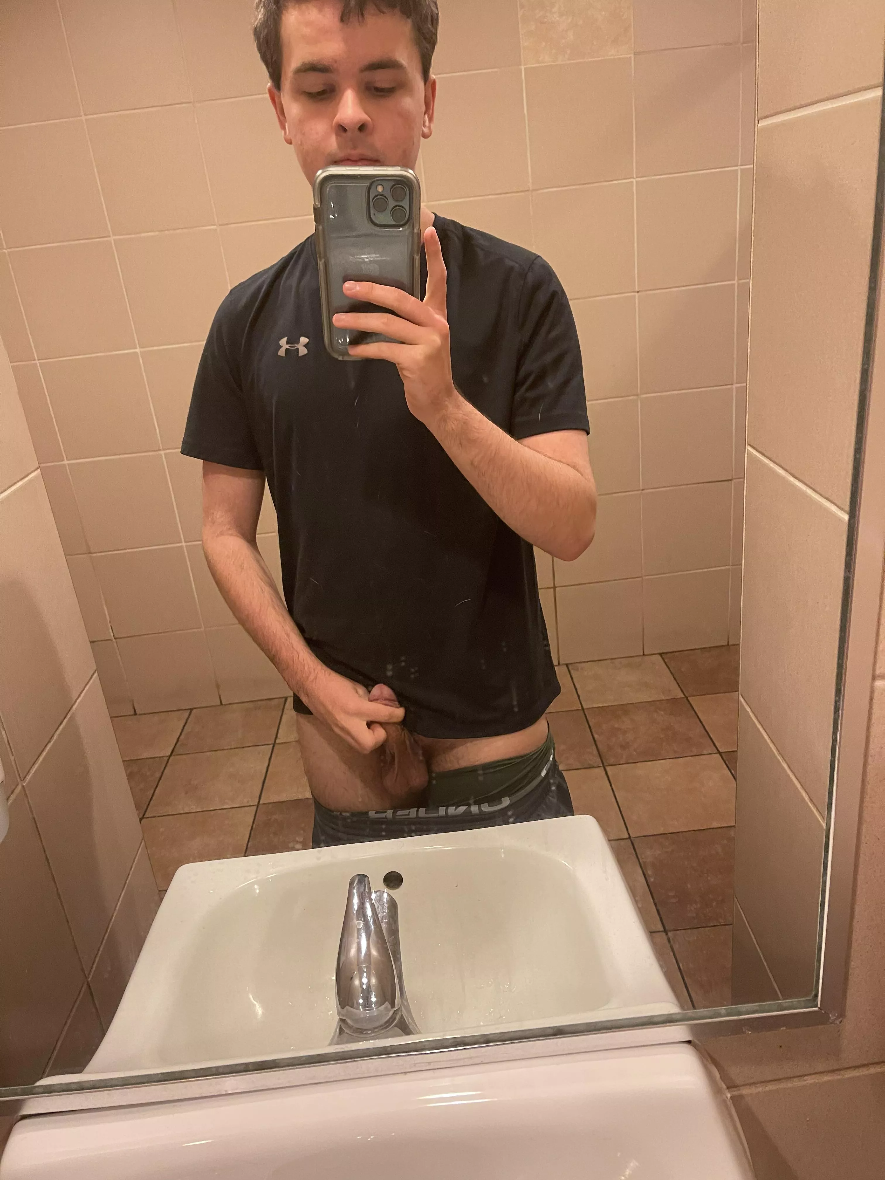 In a fast food restaurant, someone was in the stall next to me, if you were in there and noticed what would you do.