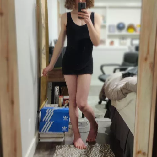 In my makeshift dress, ie. a stretchy top