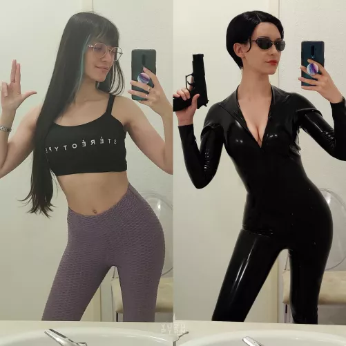 In & Out of Cosplay by YuzuPyon [self] - No make up vs in my Trinity Cosplay !