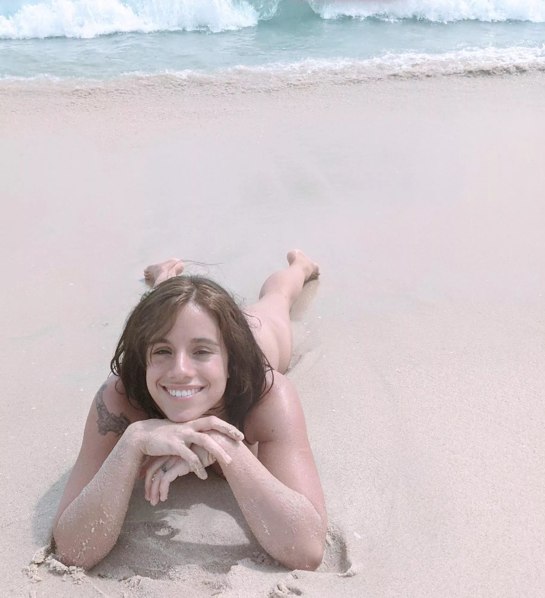 In peace, and unaware that a big wave is about to get me soaked!