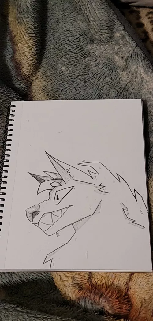 In the Midst of no sleep and anxiety, I prevail. Inspired by all the amazing artwork on this sub, I drew my first drawing that I'm proud of in 2022. Not my normal style but boy do I love it.