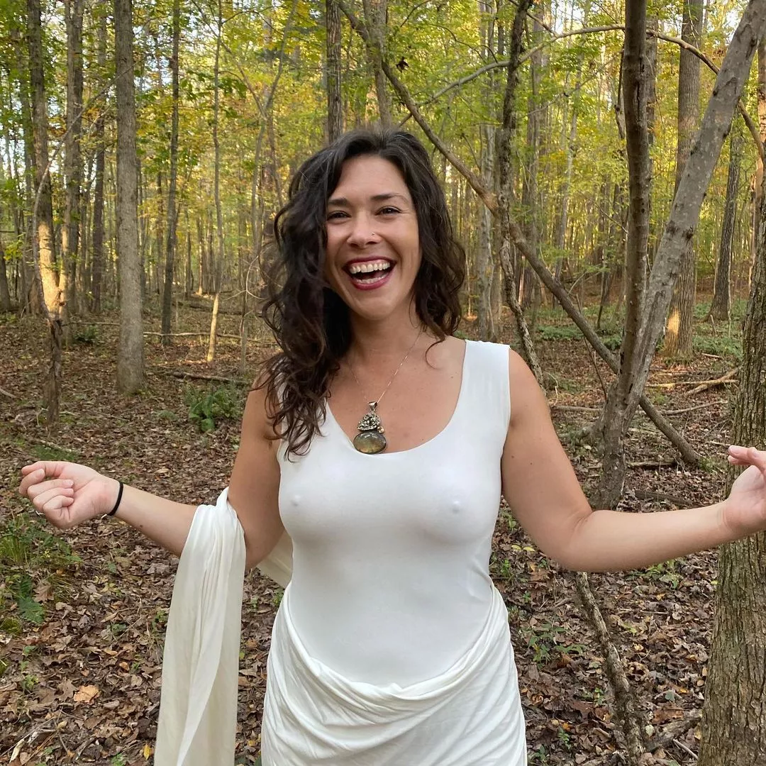 In the woods, not a bra in sight In the woods, not a bra in sight