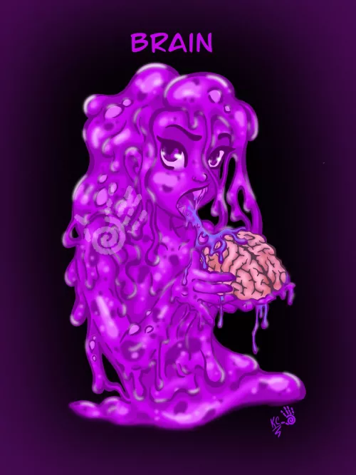 INKTOBER Slime Girl Edition: Brain- Oct 14 (I am really late with posting these to Reddit so plz bare with me thx)