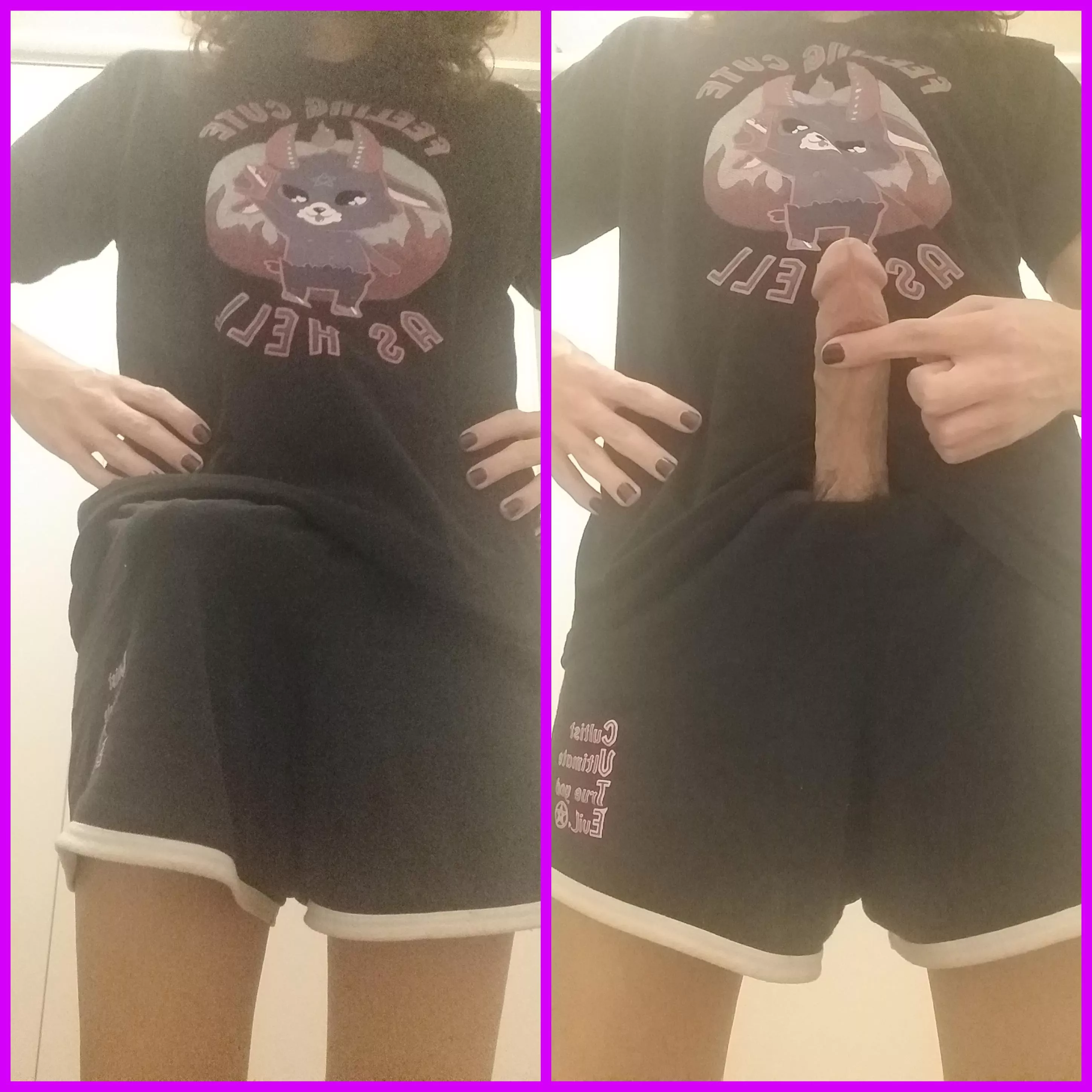 It's so hard to keep this under the shorts, mind if I take out? It's so hard to keep this under the shorts, mind if I take out?