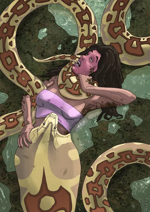 Jayde was hoping to cuddle with her boyfriend and more when she got back to her cabin but this hungry anaconda wanted her to itself and have a full course meal [this was made by Meeqa and Jayde belongs to me]