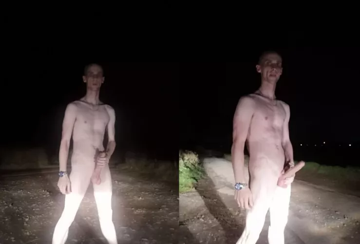 Jerking Naked in the Headlights on side road :P