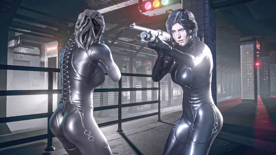 Jill Valentine Mod Lara Croft Latex Bodysuit