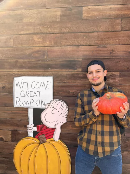 Just a boy and his pumpkin Just a boy and his pumpkin