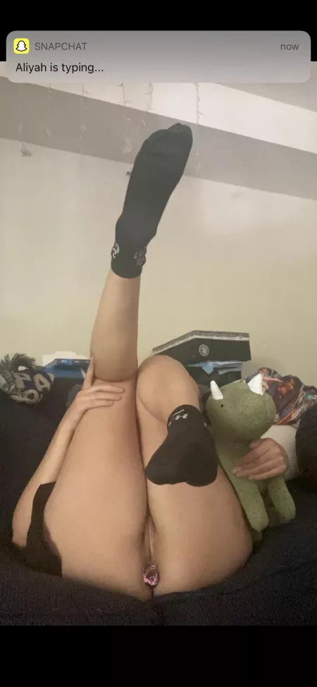 Just a girl her Dino and her pink butt plug ππ