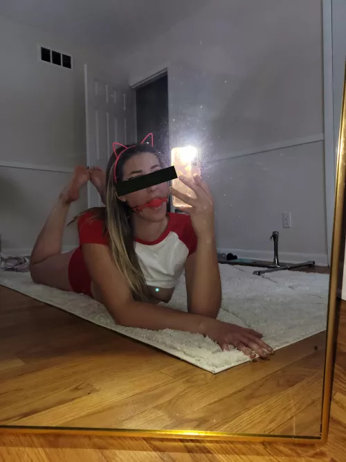 Just getting home from volleyball practice. I was immediately told I had to go complete my uniform with a ball gag, then I would be served an early dinner... How is this supposed to work? 🤦‍♀️ Looks like I'm not eating for a while hehe