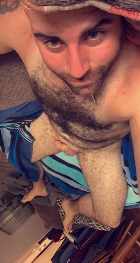 Just relaxing on the couch after a dip in the pool π΄