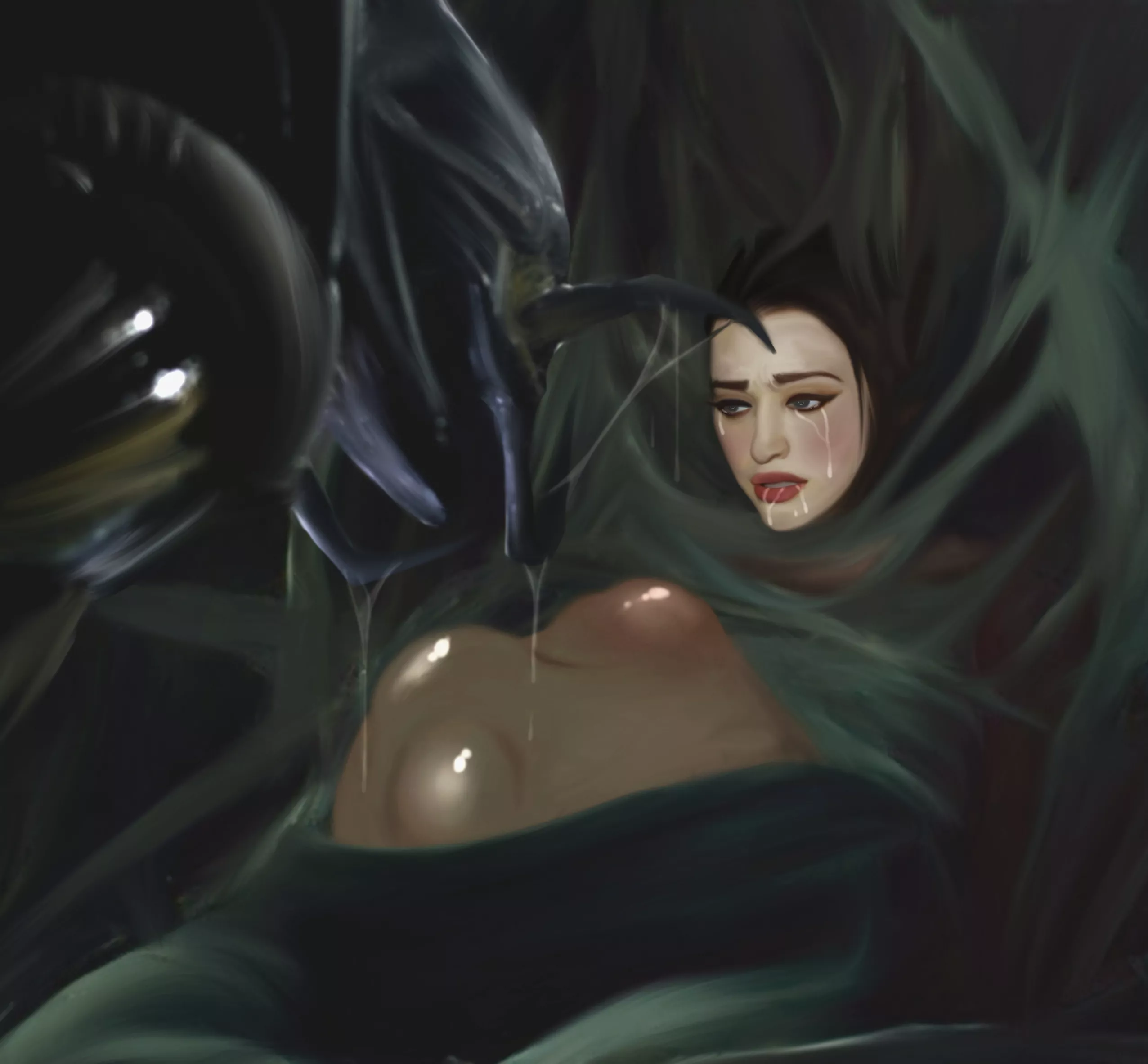 Kat dennings not having a good time, art by me @__arcanemortem__