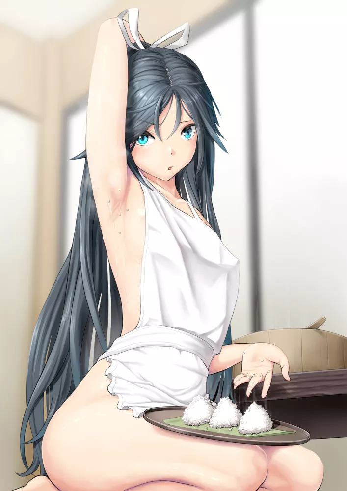 Katsuragi making some homemade onigiri Katsuragi making some homemade onigiri
