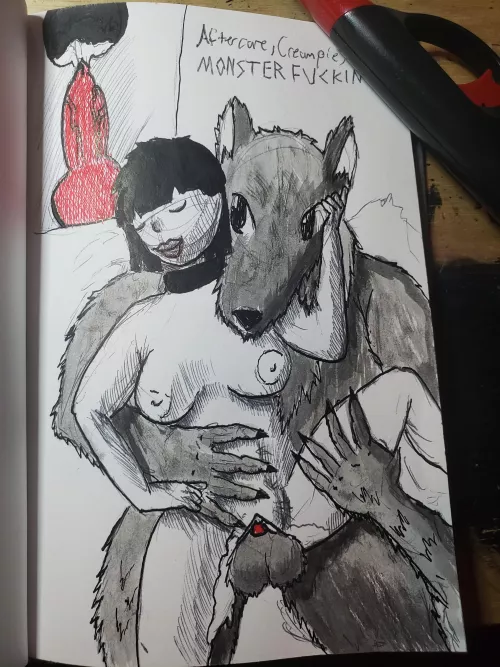 Kinktober day 8 Monsterfucking, creampie, aftercare. Art by me. India ink and pen. Kinktober day 8 Monsterfucking, creampie, aftercare. Art by me. India ink and pen.