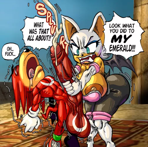 Knuckles getting his cock squeezed by Rogue (goudadunn)