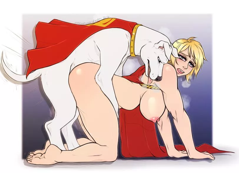 Krypto having some fun with Power Girl (ThighsocksAndKnots) Krypto having some fun with Power Girl (ThighsocksAndKnots)
