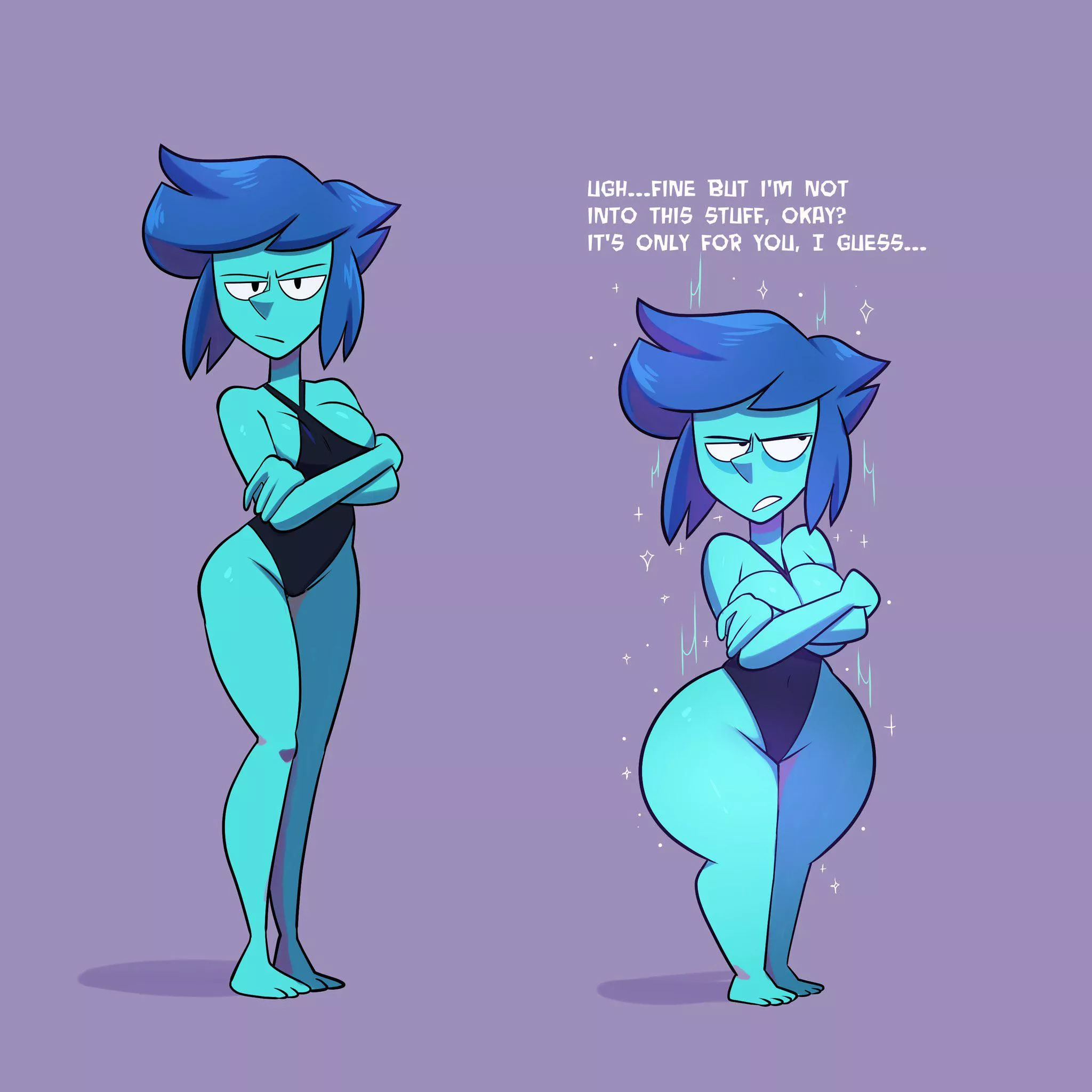 Lapis grudgingly shapeshifts into a shortstack (Art by Sweet__Dandy)