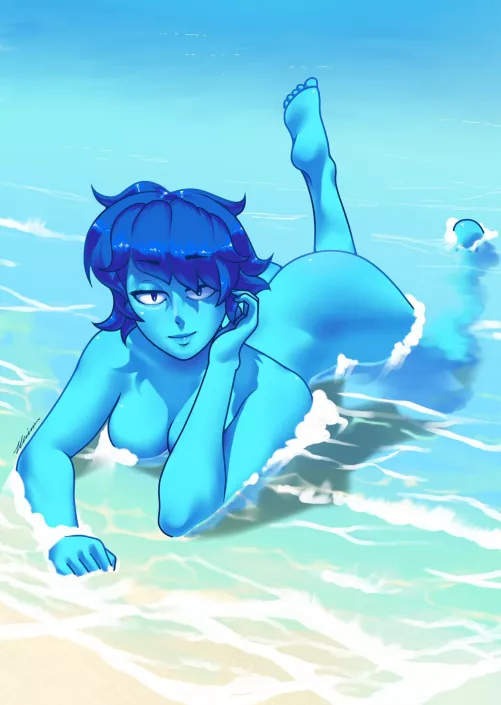 Lapis lounging on the beach (Art by NuminexTheSlay)