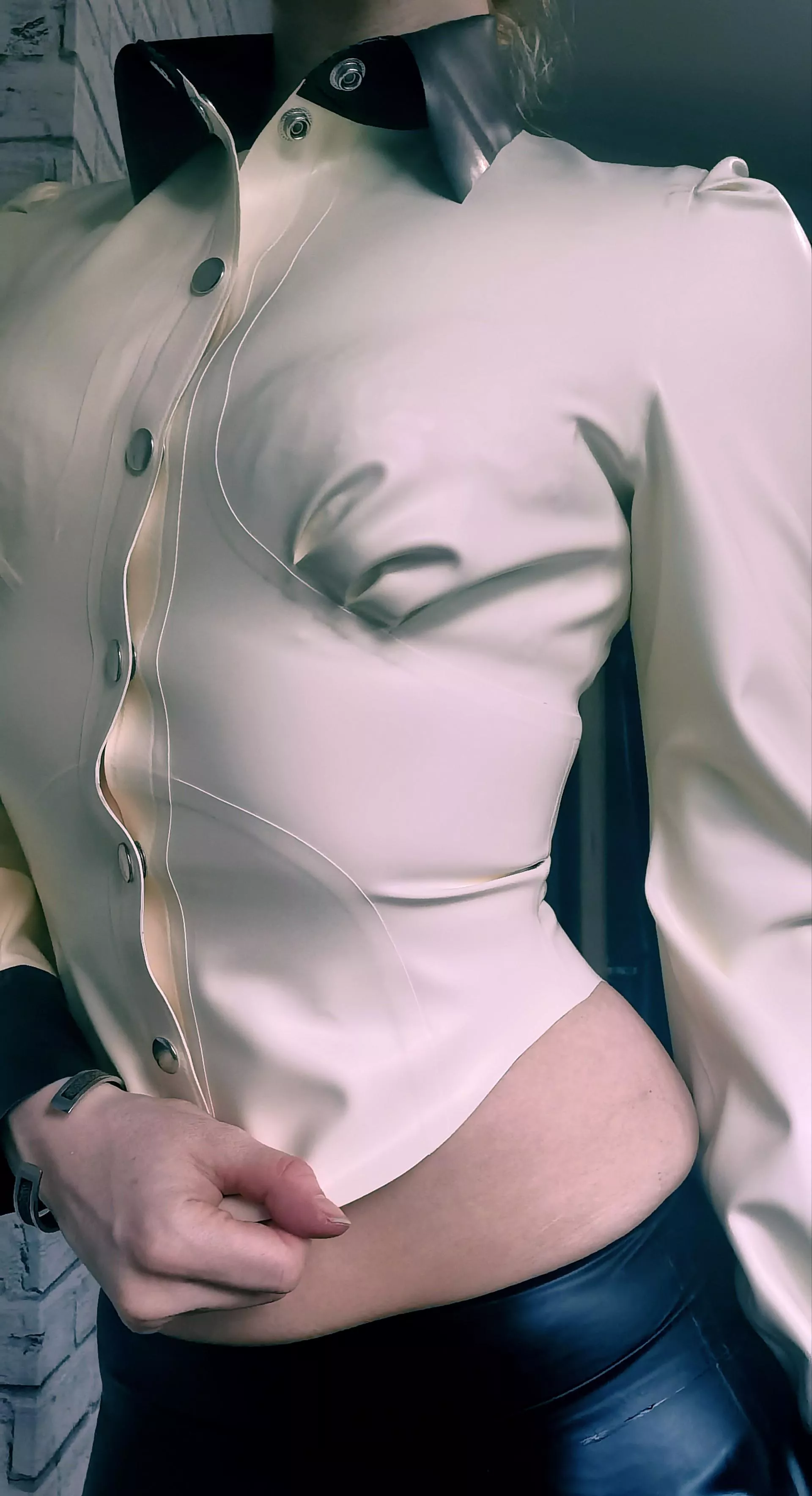 Latex blouse. Haven't polished it as I just wanted to finally try it on, π (f) (oc) Latex blouse. Haven't polished it as I just wanted to finally try it on, π (f) (oc)