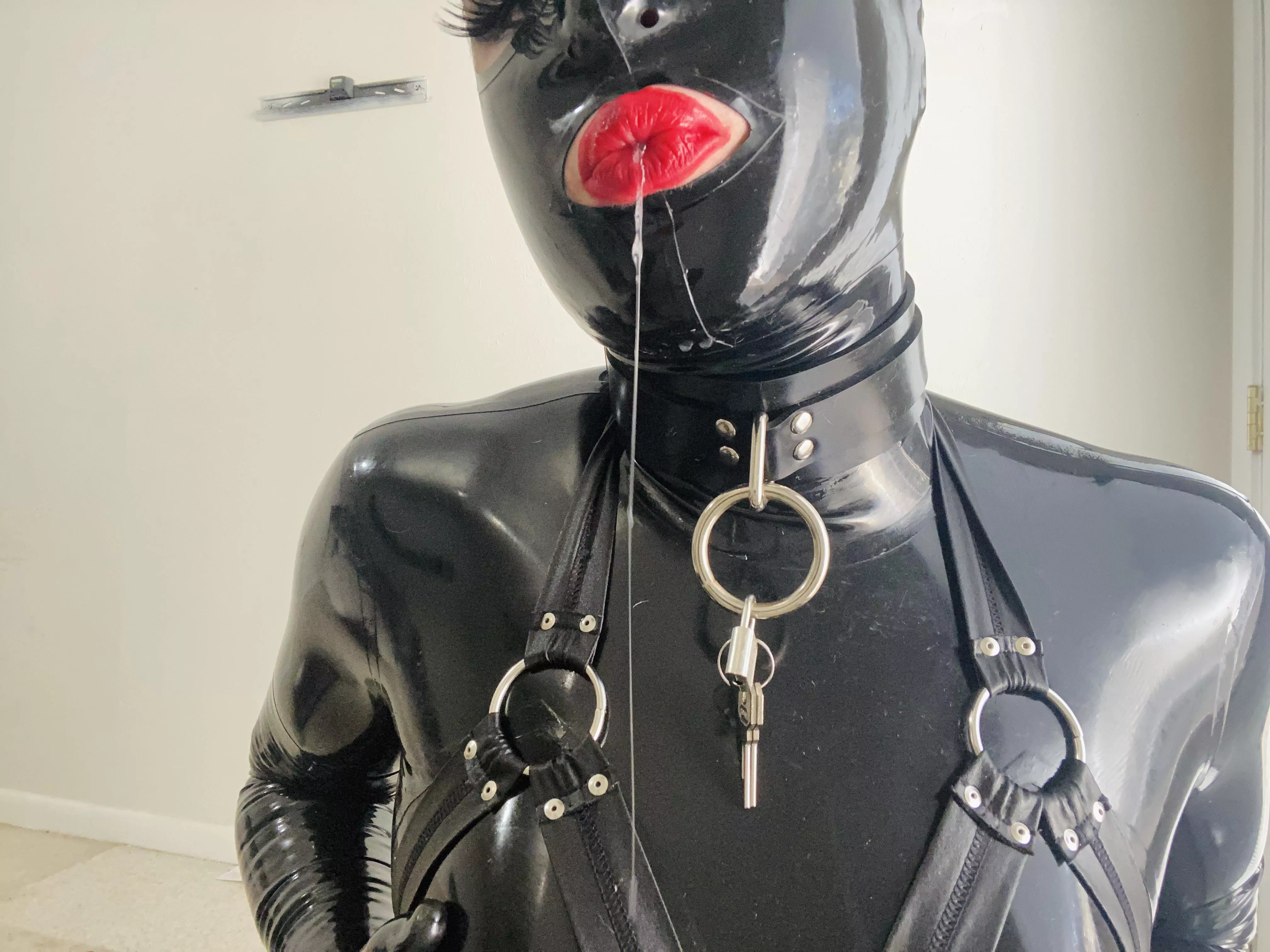 Latex, harness, and drool 🤤 (OC) Latex, harness, and drool 🤤 (OC)