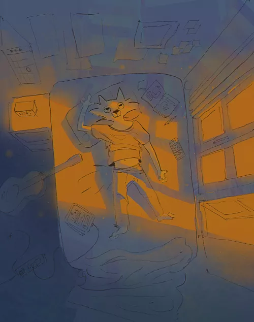 Lazy weekend (art by me @woof_lemon) A piece I drew for myself because I just wanna lay in my bed all day How was your weekend? Hope you all have a good one uwu