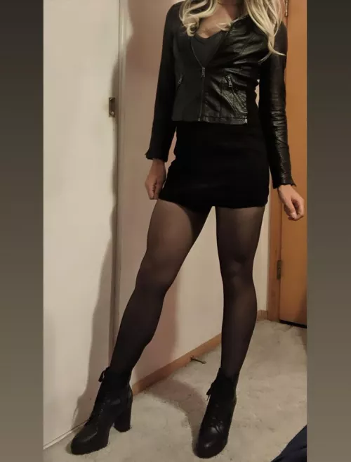 Leather jacket and a right black dress