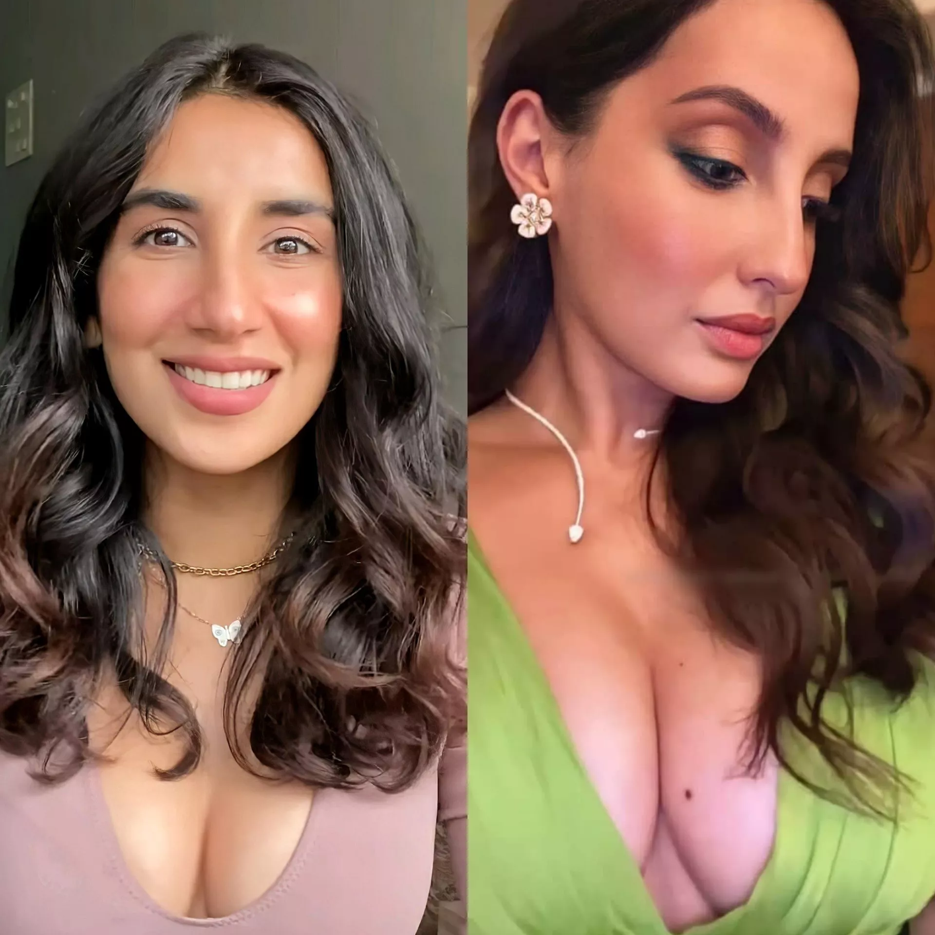 Left Side: Parul Gulati Right Side: Nora Fatehi