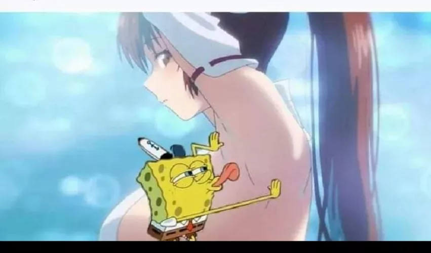 LF Color Source: 1girl, 1sponge, armpit, longhair, ponytail, lick, spongebob
