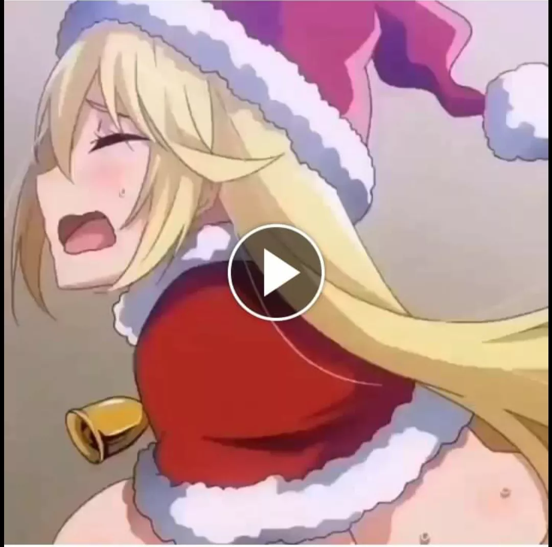 LF Color Source: 1girl, bell, blonde hair, blush, christmas, closed eyes, from side, hair between eyes, implied sex, large breast, long hair, open mouth, santa costume/outfit, santa hat, sidelocks, sweat, sweatdrop