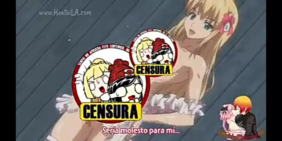 LF Color Source: 1girl, blonde hair, subtitles, long hair, hand on hip, ribbon, open mouth, spanish text