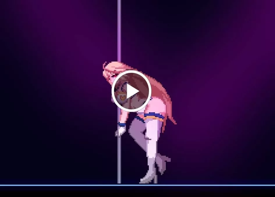 LF Color Source: 1girl, blonde, long hair, red eyes, pole dance, 8bits, thigh boots