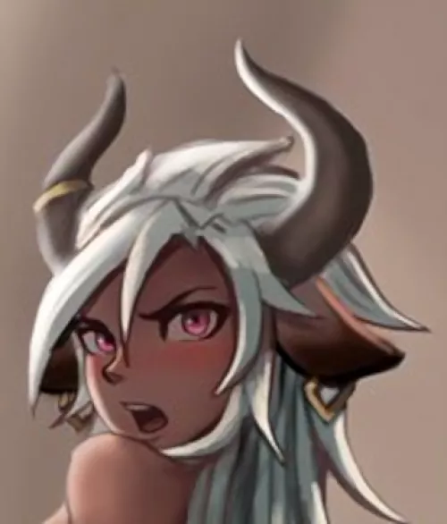 LF Color Source: 1girl, cow girl, horns, looking back