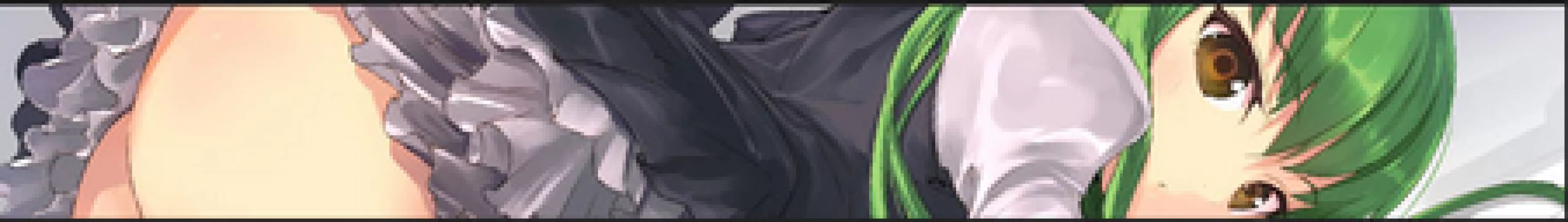 LF color source: 1girl, crop, green hair, brown eyes, skirts, long hair, thigh, frills