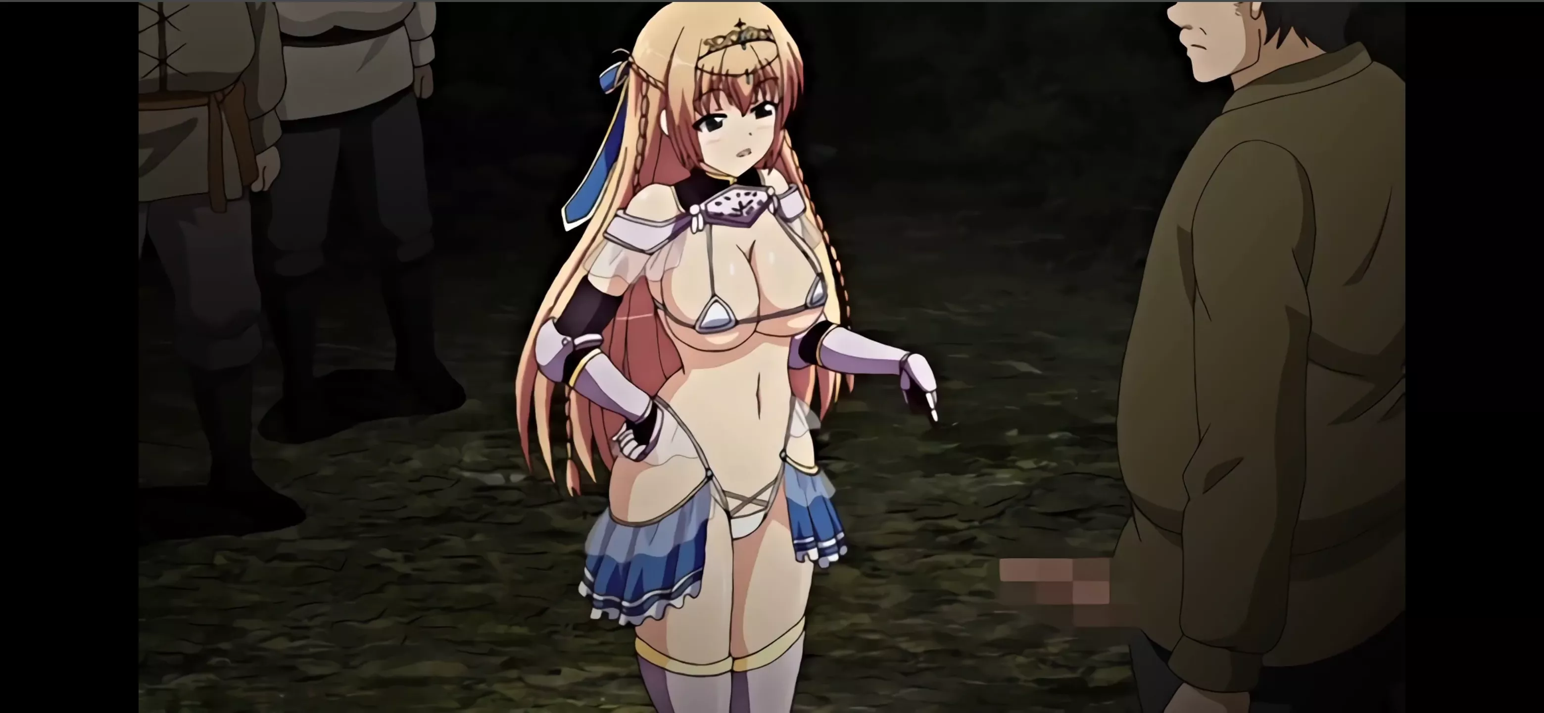 LF Color Source: 1girl, long orange hair, 3boys, white bra, big breasts