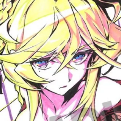 LF Color Source: 1girl, panty & stocking with garterbelt, panty, blonde hair, blue eyes, white skin, mole
