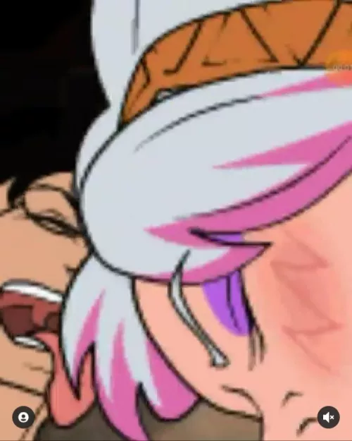 LF COLOR SOURCE: 1girl, white hair, pink hair tip, blowjob, 1boy, glasses, black hair, tongue out.