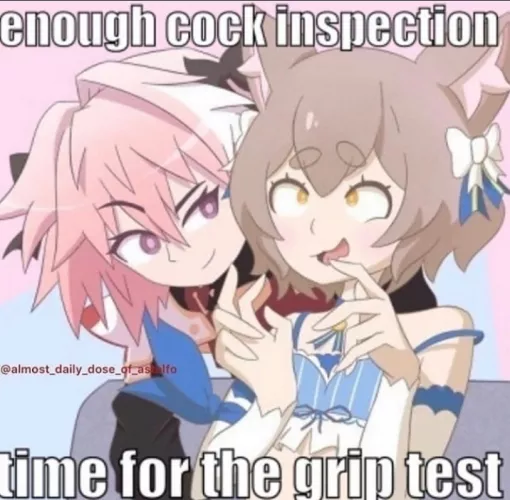 LF Color Source: 2boys, femboy, felix argyle, astolfo, sitting, ahegao