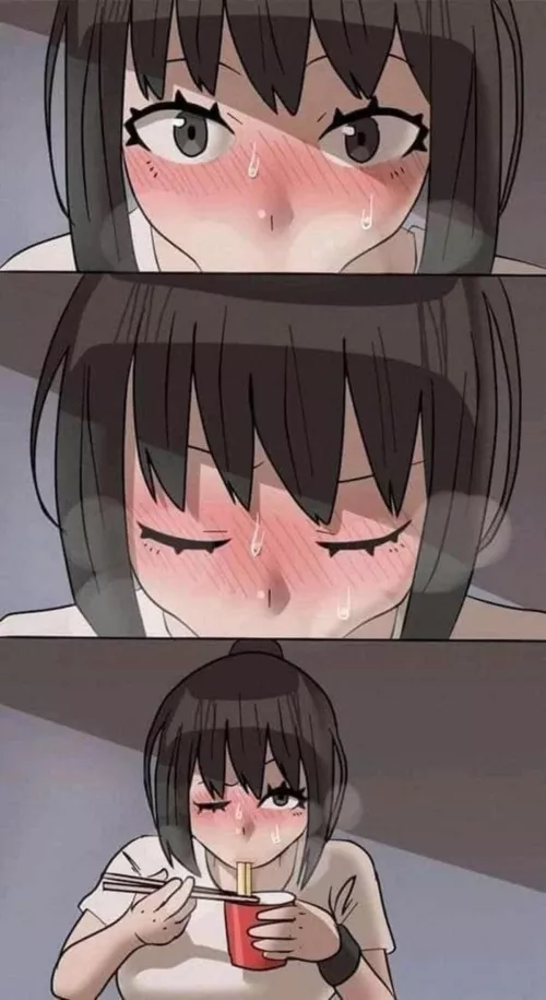 LF Color Source, Brown Hair, Black eyes, White shirt, Black Wrist Band (Girl sucking on noodles)