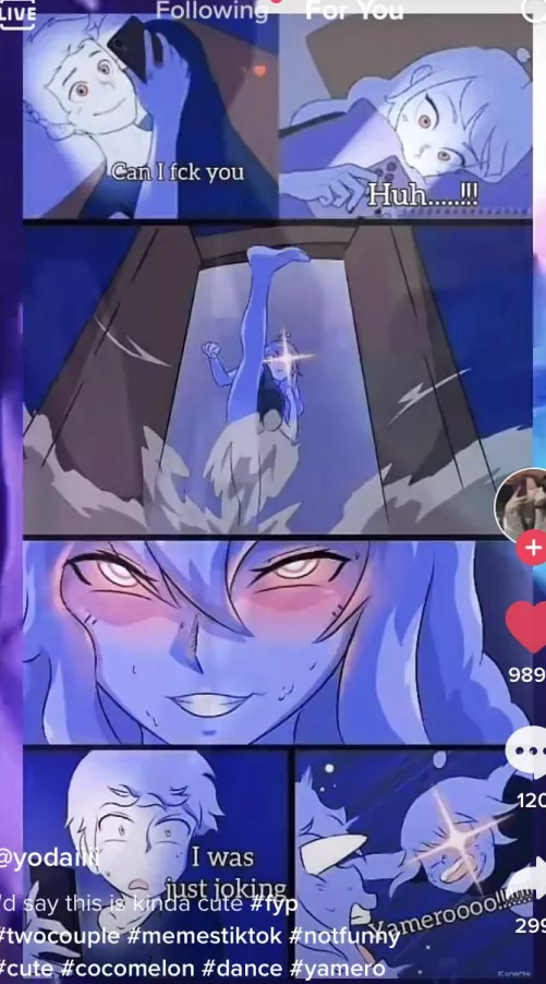 LF color source: “can I fck you, huh…!!!, I was just joking, yamerooo!!!” 1girl, flat chested, open mouth, black T-shirt, blush, smile