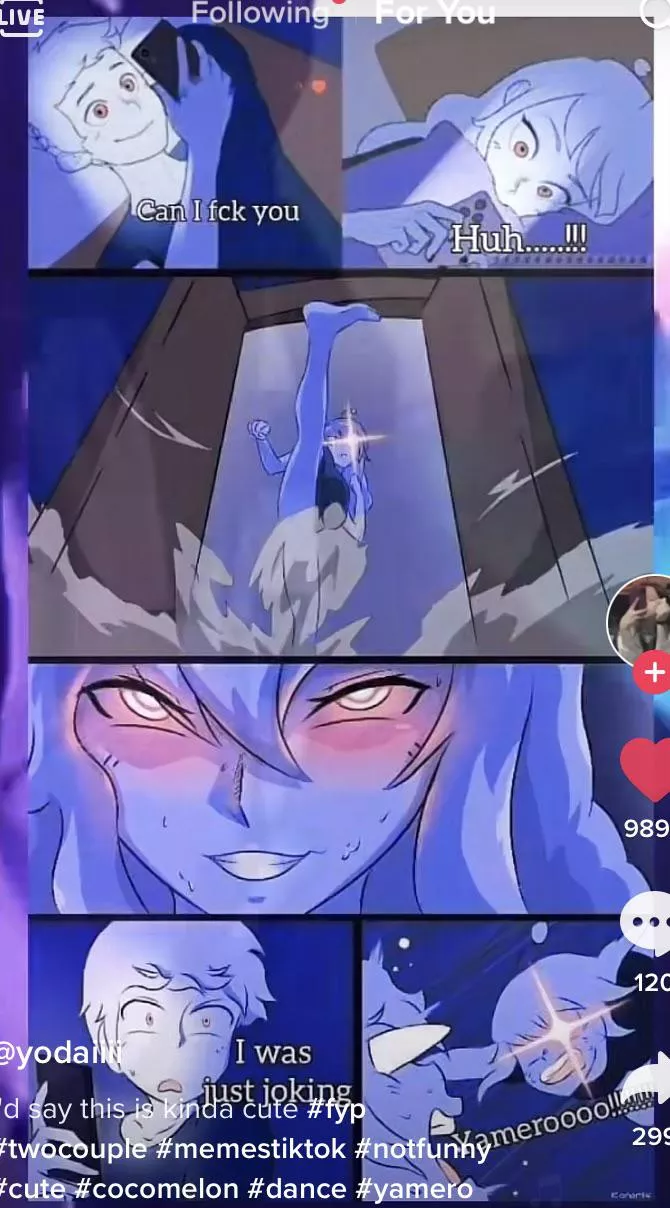 LF color source: “can I fck you, huh…!!!, I was just joking, yamerooo!!!” 1girl, flat chested, open mouth, black T-shirt, blush, smile