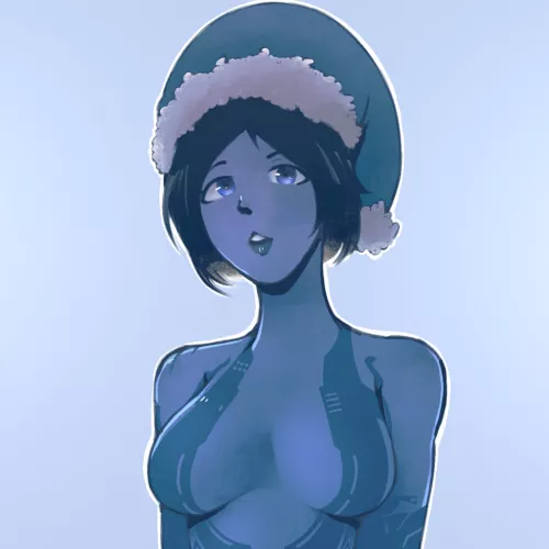 LF Color Source: Cortana?, Blue Skin, Blue Hair, Markings, Santa Hat