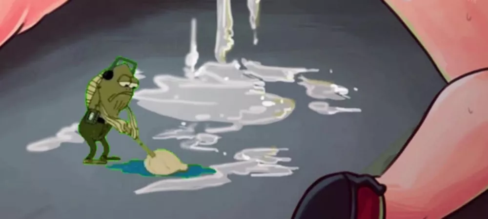 LF Color Source, on knees, doggy, cum pool, creampie, red shoes, Spongebob character