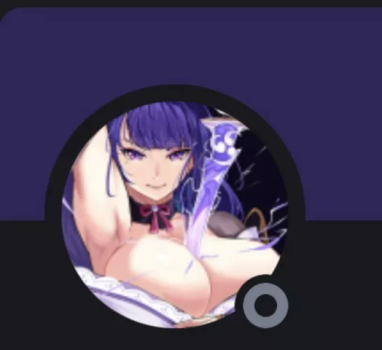 LF Color Source: raiden shogun, 1girl, sword, purple hair/eyes, large breasts